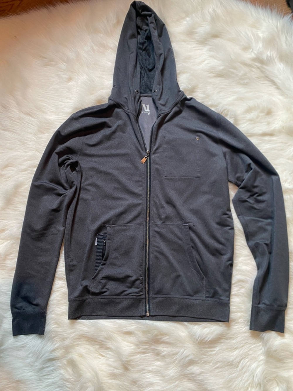 Men's Charcoal Zip-Up Hoodie Sweater - Lightweight Full Zip